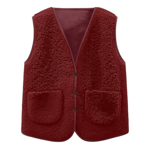 Cethrio Boys Fleece Vest, Thermal Soft Sleeveless Ligntweight Jackets with Pockets Red Size 14