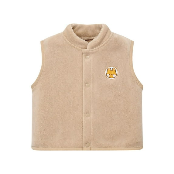 Cethrio Boys Fleece Vests, Lightweight Sleeveless Casual Thermal Boys Outerwear Beige Size 6-7