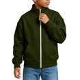 thumbnail image 1 of Cethrio Boys Full Zip Sweatshirts, Casual Long Sleeve Stand Collar Fleece-lined Fall Jackets with Pockets Size 7-8 Years Army Green, 1 of 7