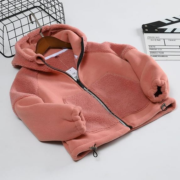 Cethrio Boys Girls Fleece Jackets, Warm Thickened Zip up Long Sleeve Fall Winter Coats Watermelon Red Size 8-9 T