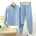 thumbnail image 1 of Cethrio Boys Girls Pajama Sets, Cotton 2 Piece Thickened Fall Winter Sleepwear Blue Size 4-5 T, 1 of 5