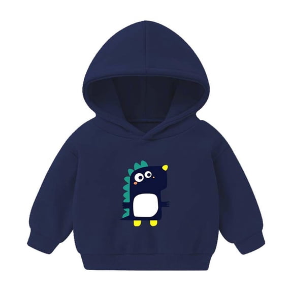 Cethrio Boys Girls Sweatshirts, Printed Long Sleeve Casual Tops with Hoodies Dark Blue Size 5-6 T