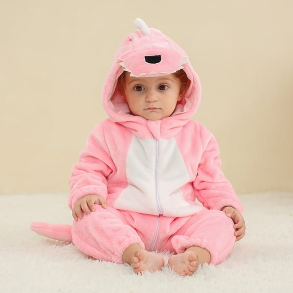 Cethrio Boys Girls Winter Rompers, Warm One Pieces Fleece Zipper Jumpsuit Outfits Pink Size 3-4 T
