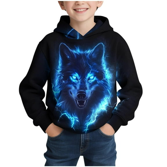 Cethrio Boys Graphic Hoodies, Casual Long Sleeve Fashion Pullover Sweatshirts for Boys Black Size 10-12