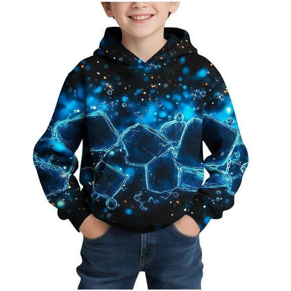 Cethrio Boys Graphic Hoodies, Fashion Pullover Long Sleeve Casual Sweatshirts for Boys Sky Blue Size 10-12