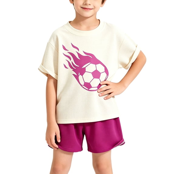 Cethrio Boys Graphic Outfit Sets, 2 PC Short Sleeve Breathable Fashion Kids Summer Clothing Sets Red Size 8