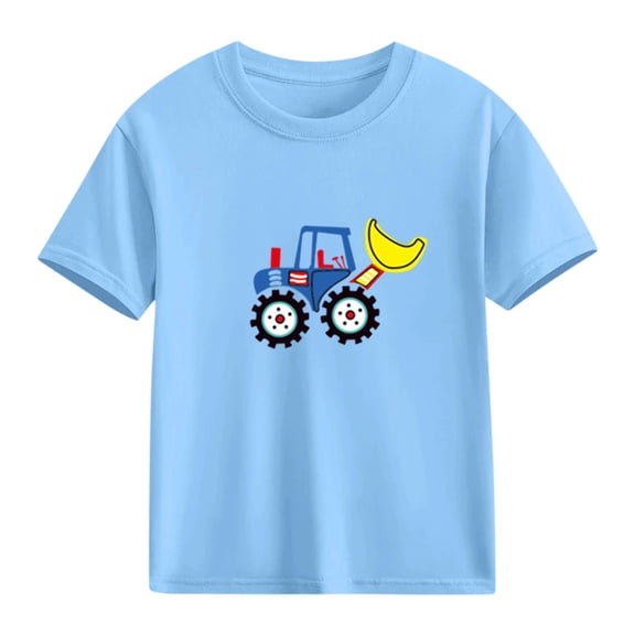 Cethrio Boys Graphic Tees, Crew Neck Casual Summer Cotton Boys T-shirts Blue Size 10-12