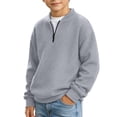 thumbnail image 1 of Cethrio Boys Half Zip Sweatshirts Size 10-12, Waffle Knit Long Sleeve Casual Pullover Boys Fall Tops Gray, 1 of 7