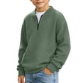thumbnail image 1 of Cethrio Boys Half Zip Sweatshirts Size 11-12 Years, Pullover Waffle Knit Long Sleeve Casual Boys Fall Tops Green, 1 of 7