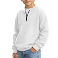 thumbnail image 1 of Cethrio Boys Half Zip Sweatshirts Size 5-6 Years, Casual Pullover Waffle Knit Long Sleeve Boys Fall Tops White, 1 of 7