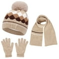 thumbnail image 1 of Cethrio Boys Hats, Scarves & Gloves Sets, 3 PC Warm Snow Windproof Winter Beanies Khaki Size 1-8T, 1 of 5