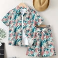 thumbnail image 1 of Cethrio Boys Hawaiian Outfit Sets, Fashion Holiday Short Sleeve Beach Shirt & Short Green Size 9 T, 1 of 3