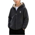 thumbnail image 1 of Cethrio Boys Hooded Fleece Jacket, Full Zip Warm Embroidery Lightweight Fall Winter Outerwear Size 3-4 Years Dark Gray, 1 of 8