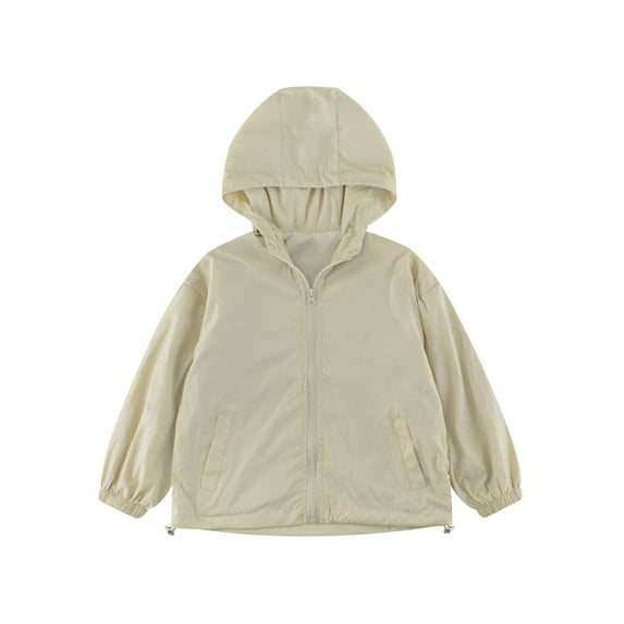 Cethrio Boys Jackets with Hooded, Fall Lightweight Long Sleeve Full Zip Boys Outerwear Khaki Size 10