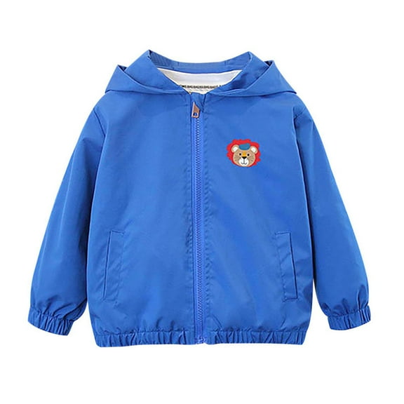 Cethrio Boys Jackets with Hooded, Printed Lightweight Zip up Long Sleeve Boys Outerwear Blue Size 10-12
