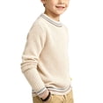 thumbnail image 1 of Cethrio Boys Knitted Sweaters, Fashion Long Sleeve Crew Neck Pullover Fall Winter Tops Beige Size 10-11T, 1 of 5