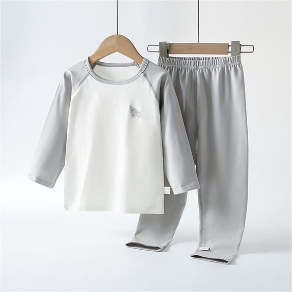 Cethrio Boys Long Sleeve Pajama Sets, 2 Piece Soft Comfy Boys' Sleepwear Gray Size 10-12