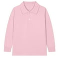 thumbnail image 1 of Cethrio Boys' Long Sleeve Polo Shirts, Pullover Casual Collared Spring Fall Tops Pink Size 14-16, 1 of 2
