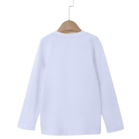 Cethrio Boys' Long Sleeve T-shirts, Casual Cotton Crewneck Pullover Fall Tops White Size 7-8