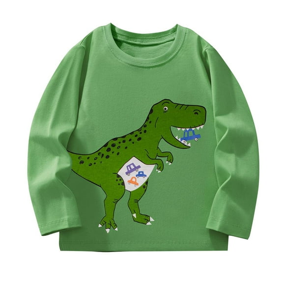 Cethrio Boys Long Sleeve Tops, Pullover 2025 Cotton Casual Boys' Graphic Tees Green Size 6 T