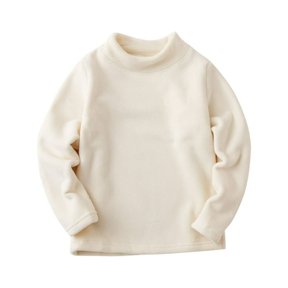 Cethrio Boys Long Sleeve Tops, Warm Thermal Soft Pullover Boys Undershirts White Size 14-16