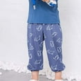thumbnail image 1 of Cethrio Boys Mosquito Proof Pants- Cotton Elastic Waist Printed Fashion Drawstring Pants Blue Size 5-6 T, 1 of 6