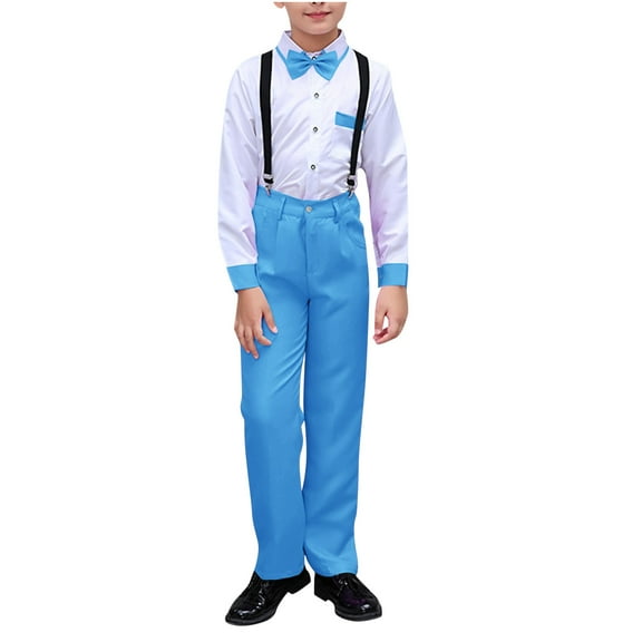 Cethrio Boys Outfit Sets, Cotton School Uniform Formal Fashion Boys' Clothing Sets Sky Blue Size 9-10T