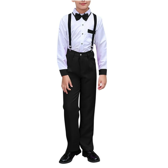 Cethrio Boys Outfit Sets, School Uniform Cotton Formal Fashion Boys' Clothing Sets Black Size 10-12