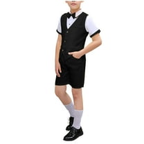 Cethrio Boys Outfit Sets, School Uniform Cotton Summer Formal Boys' Clothing Sets Black Size 10-12