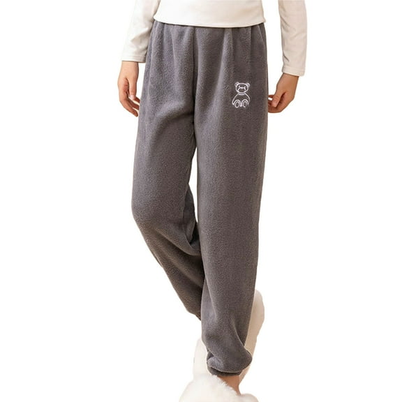 Cethrio Boys Pajama Pants Size 10-12, Casual Fleece Warm Elastic Waist Winter Pants for Boy Gray