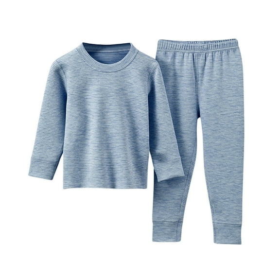 Cethrio Boys Pajama Sets Long Sleeve, Comfy 2 Piece Soft Crewneck Boys Sleepwear Blue Size 14-16