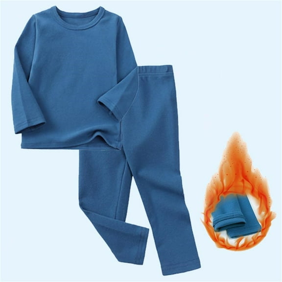 Cethrio Boys Pajama Sets, Long Sleeve Cotton Thermal Comfy Sleepwear Sets Blue Size 8