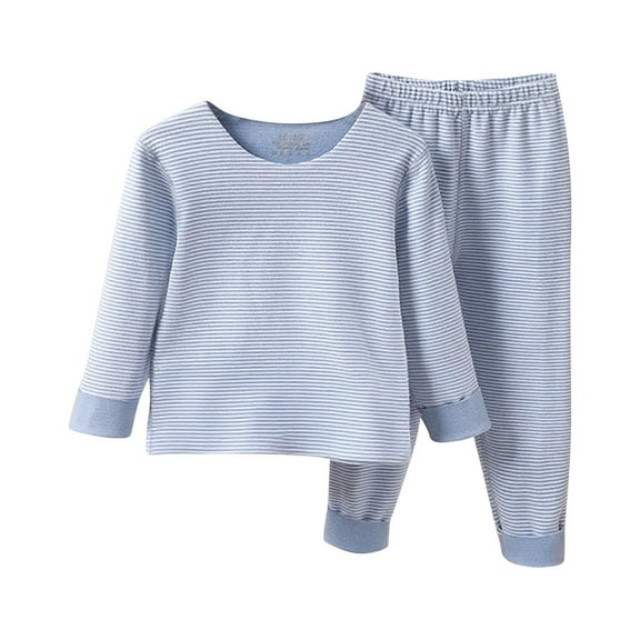 Cethrio Boys Pajama Sets, Soft Thermal Comfy Long Sleeve Kids Sleepwear Blue Size 8