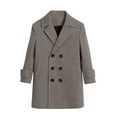 thumbnail image 1 of Cethrio Boys Peacoats, Long Sleeve Double Breasted Mid-length Casual Blended Wool Coats Khaki Size 2-3 T, 1 of 7