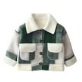 thumbnail image 1 of Cethrio Boys Plaid Jackets, Warm Fleece Liner Long Sleeve Lapel Collar Winter Outerwear Green Size 2-3T, 1 of 4