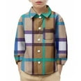 thumbnail image 1 of Cethrio Boys Plaid Shirts, 2025 Long Sleeve Casual Collared Button Down Shirts Brown Size 8, 1 of 5
