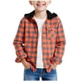thumbnail image 1 of Cethrio Boys Plaid Shirts, Casual Long Sleeve Lightweight Hooded Shirt Jackets Orange Size 9-10 T, 1 of 7