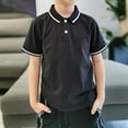 thumbnail image 1 of Cethrio Boys Polo Shirts, Casual Cotton School Uniform Short Sleeve Summmer Tops Black Size 12-14 T, 1 of 8
