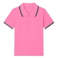 thumbnail image 1 of Cethrio Boys Polo Shirts, Collared School Uniform Pullover Cotton Short Sleeve Shirts Pink Size 10-12, 1 of 4