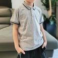 thumbnail image 1 of Cethrio Boys Polo Shirts, Cotton Short Sleeve Casual School Uniform Summmer Tops Gray Size 9-11 T, 1 of 8