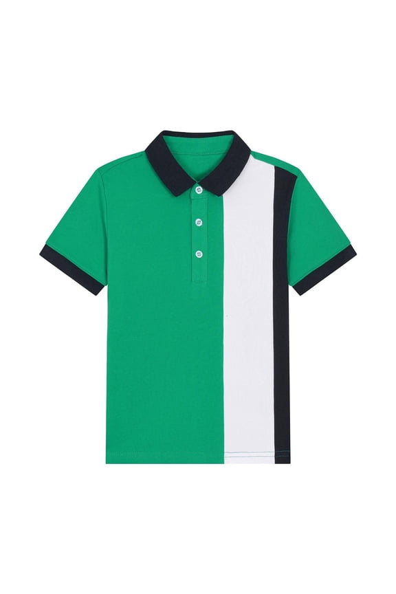 Boys Polo Shirts, Cotton Summer Collared School Uniform Short Sleeve Shirts Green Size 10-12