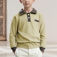 thumbnail image 1 of Cethrio Boys Polo Shirts, Long Sleeve Casual Stripe Pullover Spring Fall Tops Yellow Size 6, 1 of 8