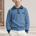 thumbnail image 1 of Cethrio Boys Polo Shirts, Pullover Casual Long Sleeve Stripe Spring Fall Tops Blue Size 6, 1 of 8