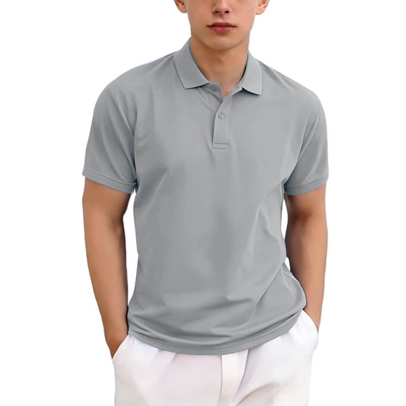 Cethrio Boys Polo Shirts, Quick-drying Collared Casual Summer Athletic Tops Gray Size 10-12