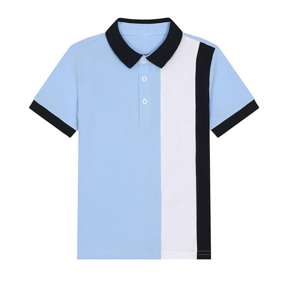 Cethrio Boys Polo Shirts Size 10-12, Cotton Summer School Uniform Collared Short Sleeve Shirts Light Blue