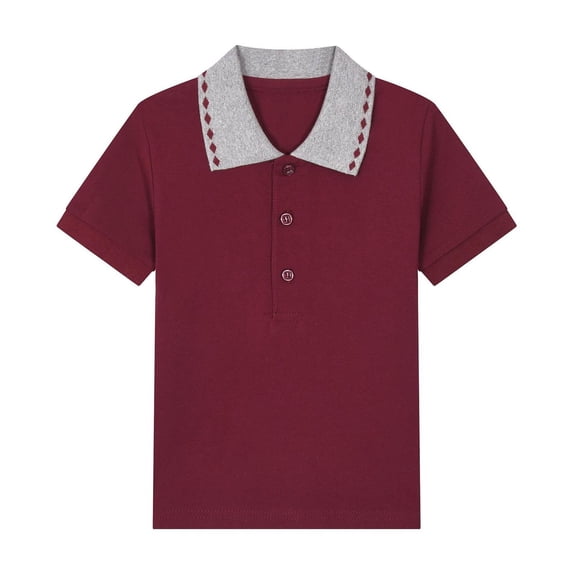 Cethrio Boys Polo Shirts Size 14-16, Cotton Collared Casual School Uniform Short Sleeve Shirts Red Size 14-16
