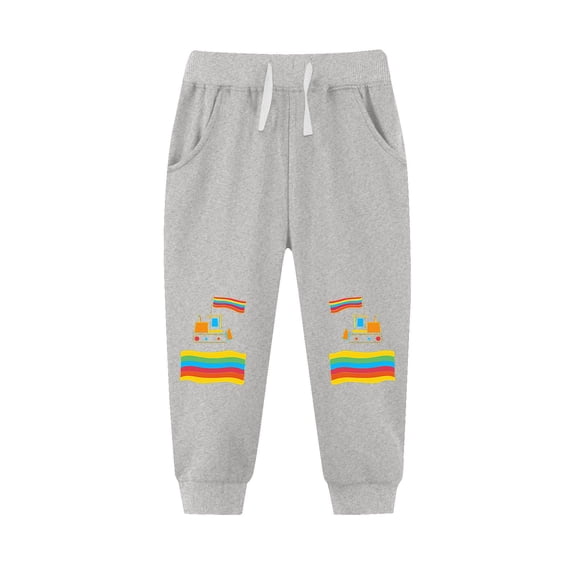 Cethrio Boys Printed Sweatpants, Elastic Bottom Warm Drawstring Running Jogger Pants Gray Size 6