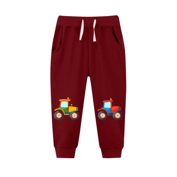 Cethrio Boys Printed Sweatpants, Elastic Bottom Warm Drawstring Sports Jogger Pants Red Size 12