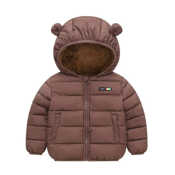 Cethrio Boys Puffer Jackets, Hooded Waterproof Zip up Lightweight Winter Coats Outerwear Coffee Size 8