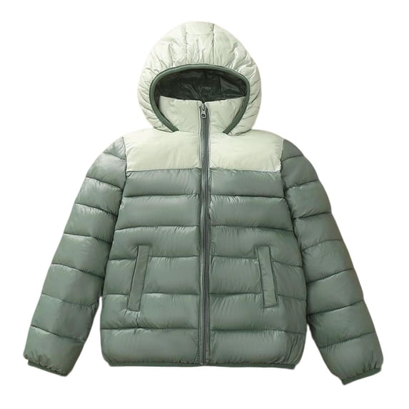 Cethrio Boys Puffer Jackets, Zip up Lightweight Windproof Warm Winter Coats Army Green Size 12